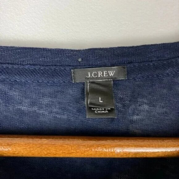 J. Crew Navy Blue Collector Linen Anchor Pocket Tee Shirt - Picture 5 of 6